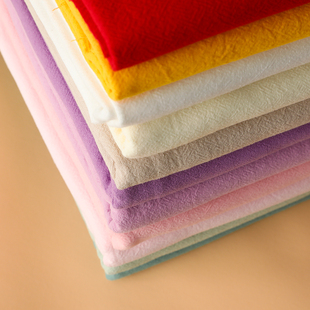 水洗棉布日系先染布料diy手工刺绣布糖果素色布野木棉刺绣布24色