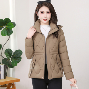 新款棉服女士修身防寒韩版保暖修身连帽棉袄大码棉衣妈妈冬装外套