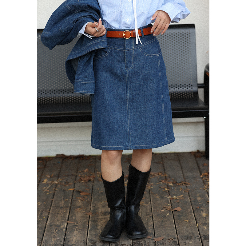 无拘设计感牛仔法式半裙复古经典