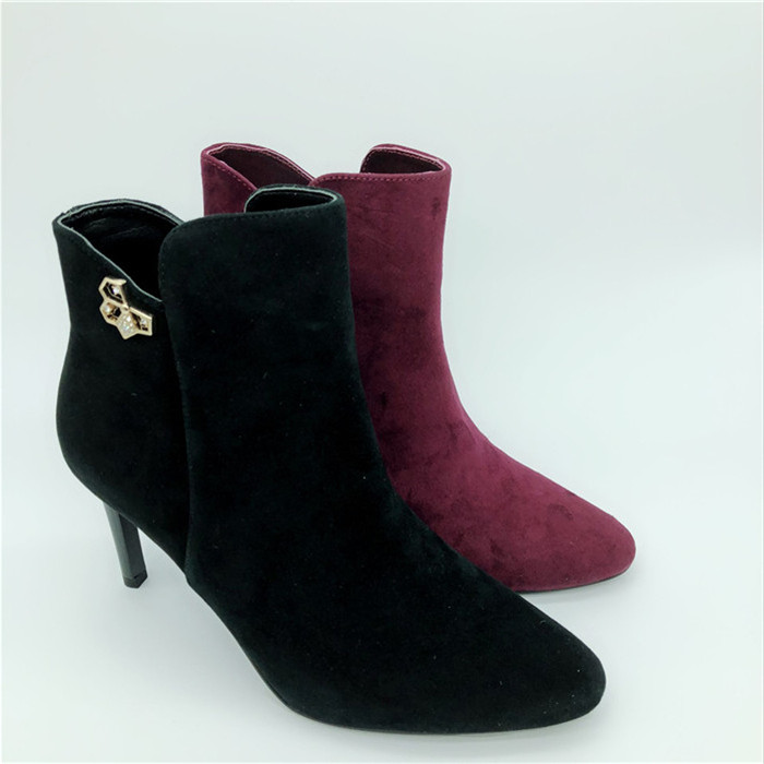 接吻猫kisscat羊绒面圆头时装靴