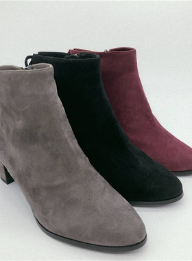 KISSCAT接吻猫2018秋延续款真羊绒后系带粗高跟短靴女KA97529-15