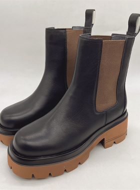 KISSCAT/接吻猫2022秋冬新款弹力休闲烟筒切尔西女短靴KA32772-50