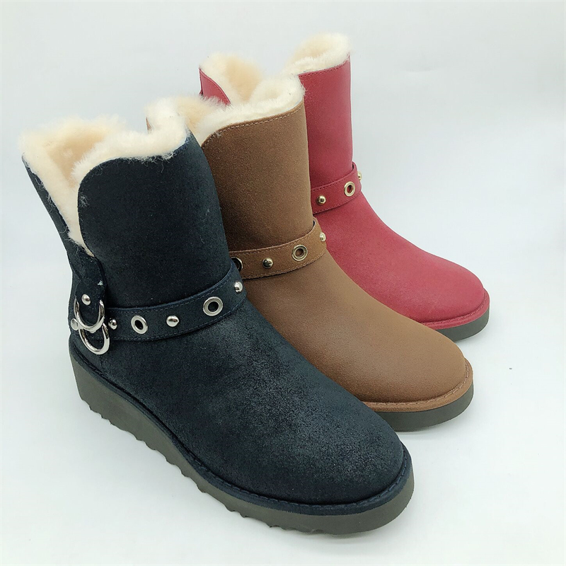 2018圆头羊皮毛一体雪地靴