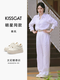 女KA64214 内增高运动鞋 休闲厚底德训小白鞋 接吻猫2025春秋新款