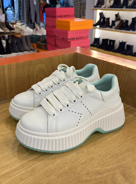 接吻猫2024秋新款饼干鞋厚底增高小白鞋女鞋KA54542-50