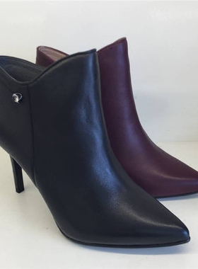 KISSCAT接吻猫2017秋新款简约时尚牛皮性感高跟短靴KA87523-80