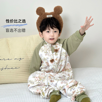 精梳棉磨毛秋冬儿童恒温睡袋