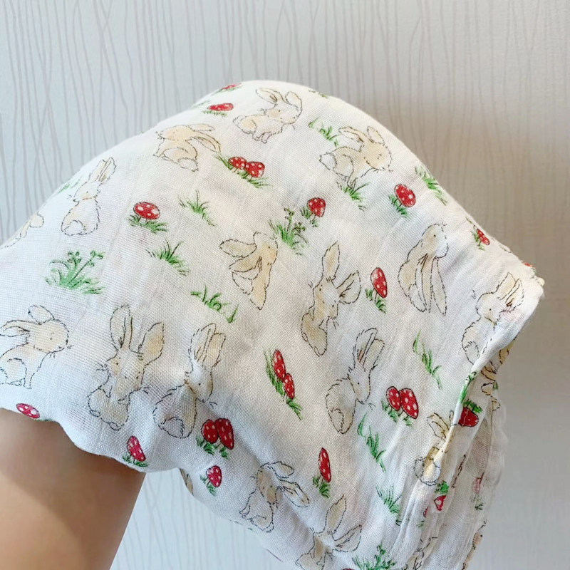 兔子纱布浴巾！儿童双层纱布大浴巾婴儿竹纤维棉纱襁褓巾宝宝盖毯,婴童用品,毯子,淘宝优惠券,粉丝福利购,淘宝优惠卷