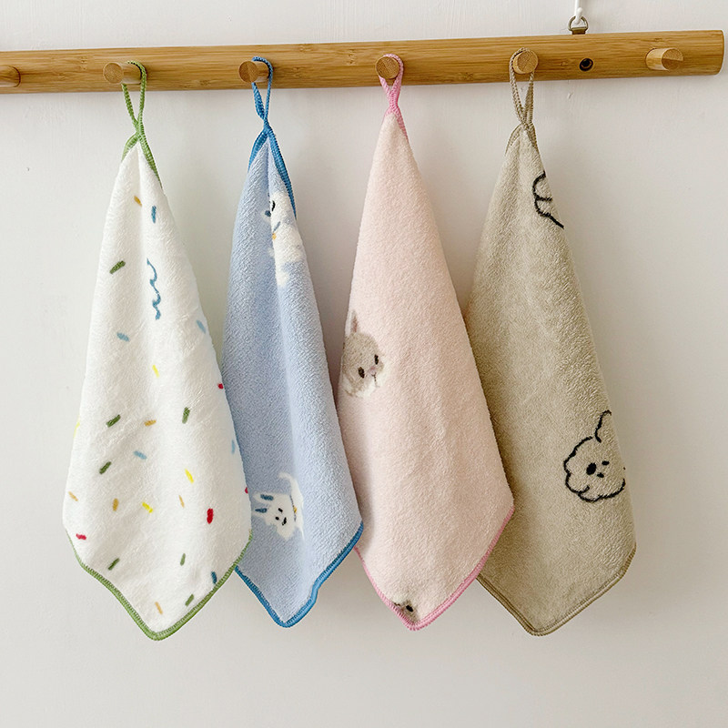 新品方巾4条装 宝宝珊瑚绒吸水洗脸巾口水巾 婴儿速干印花小手帕,婴童用品,手帕,淘宝优惠券,粉丝福利购,淘宝优惠卷