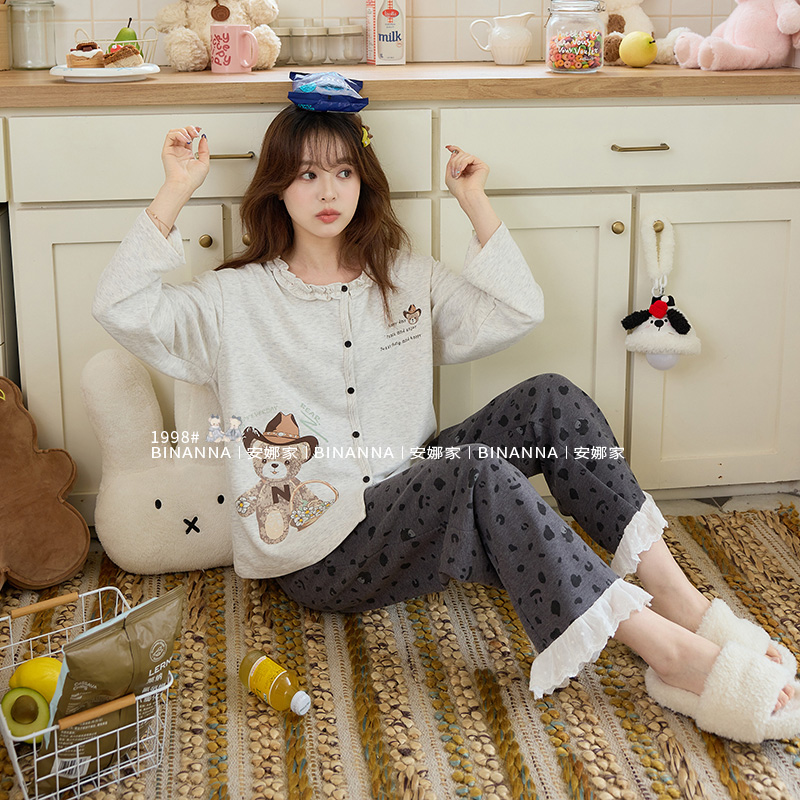 羊绒睡衣女款长袖加厚保暖