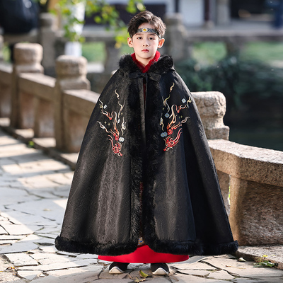 男童汉服披风斗篷冬款加绒加厚