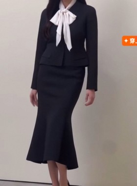 26年秋新款淑女韩版时尚气质优雅有腰带收腰西装外套+鱼尾半身裙