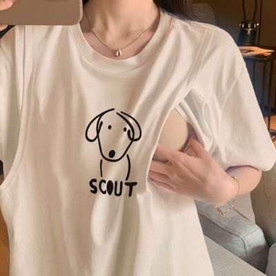 孕妇装哺乳上衣夏季外穿宽松舒适喂奶T恤产后月子期显瘦哺乳夏装