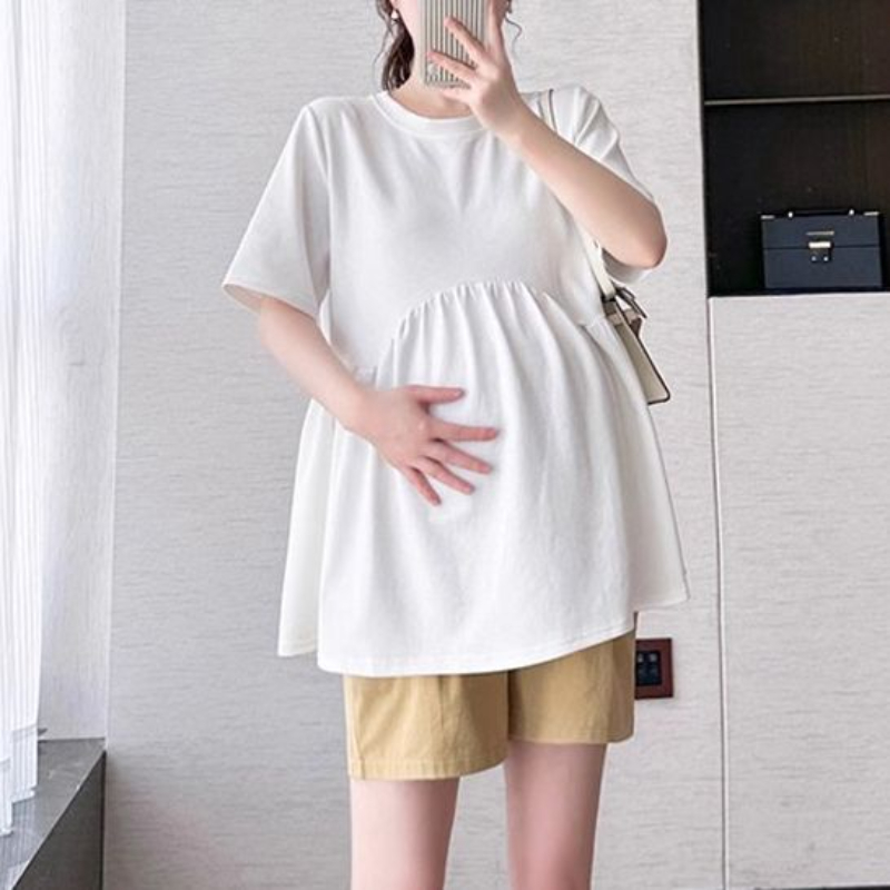 孕妇短袖T恤上衣夏季宽松白色休闲遮肚子不显怀衣服夏装孕妇装T恤