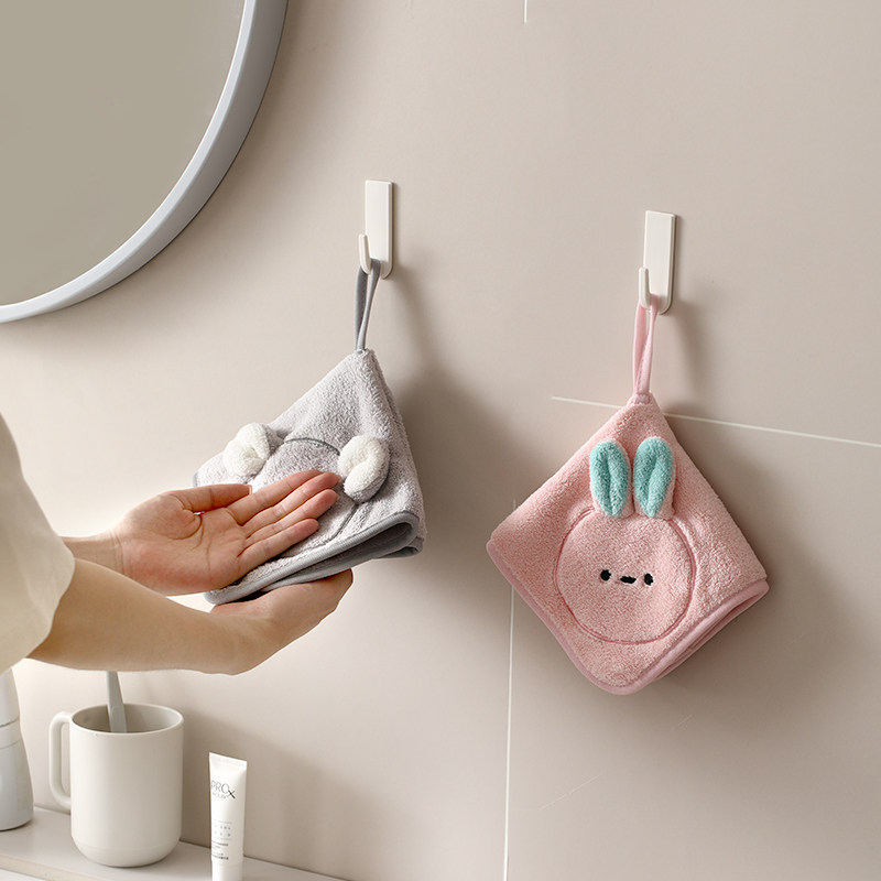 擦手巾挂式超强吸水速干卡通可爱加厚方巾小毛巾儿童卫生间抹手布