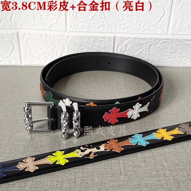 Ch Cro Needle Buckle Belt Men's Roller Cut Out Evergreen Vine Women's Belt Star Same Style Perforated Retro