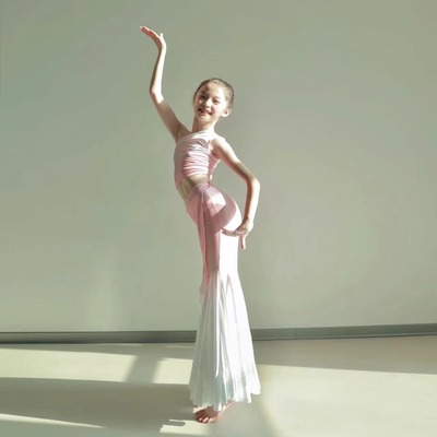 儿童傣族舞蹈服艺考包臀鱼尾裙