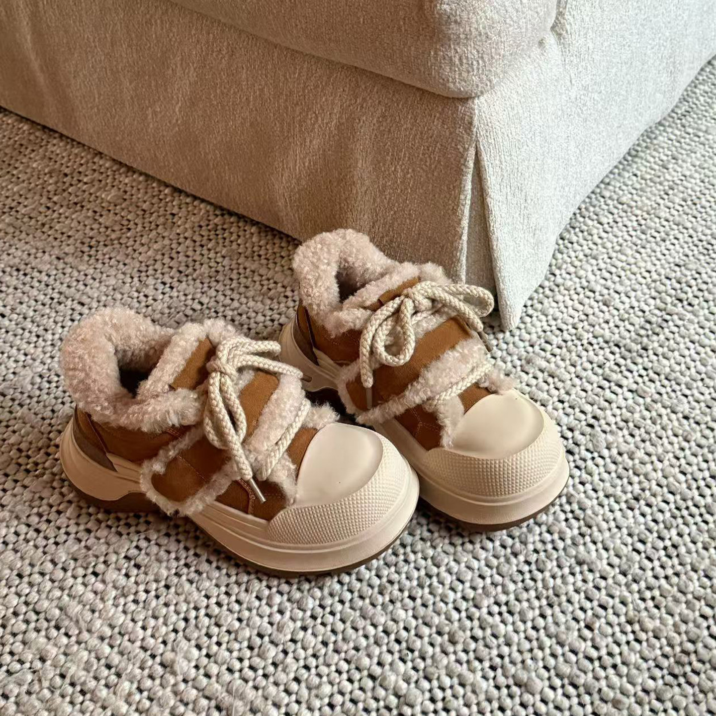 【小发喵】加绒毛毛勃肯鞋女厚底增高魔术贴保暖休闲鞋女鞋棉靴,女鞋,时尚休闲鞋,淘宝优惠券,粉丝福利购,淘宝优惠卷