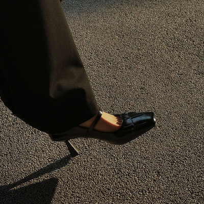 【小发喵】黑色浅口漆皮方头玛丽珍鞋春夏通勤粗跟高跟轻熟风单鞋