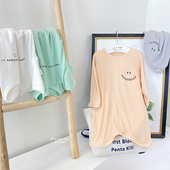 长袖 男女童莫代尔睡裙春夏季 儿童短袖 面膜家居服宝宝睡衣连体分腿