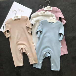 无骨无痕秋冬季加厚婴儿德绒棉爬服闭裆男女宝宝连体哈衣保暖睡衣