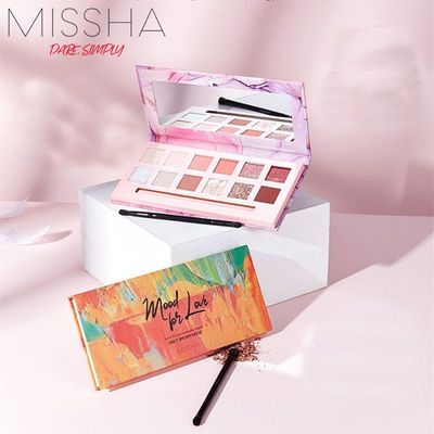 现货MISSHA谜尚眼影盘日常橘棕闪耀玫瑰显色12色带眼影刷不飞粉