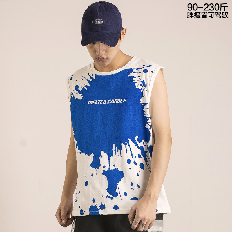 summer personality paint printing Sleeveless T-shirt man Add fertilizer XL Trend The fat Easy motion vestin the Men's clothing, Vest/Vest  category - from Buy2taobao.com to provide professional Taobao agent buy service