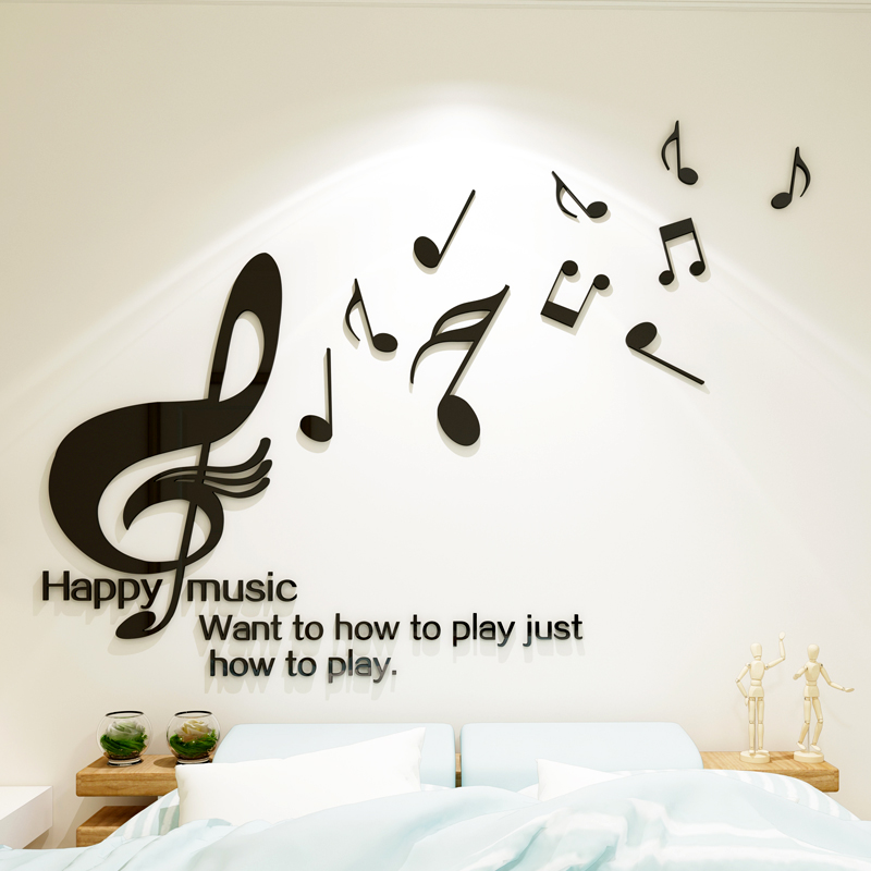 音符3d立体墙贴音乐教室布置儿童钢琴房间客厅墙面上装饰壁画贴纸