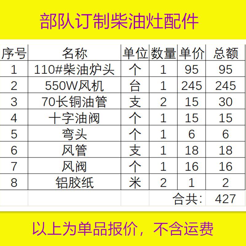 110#柴油炉灶头猛火节能出火芯整套配件横风底风部队饭堂订制移动