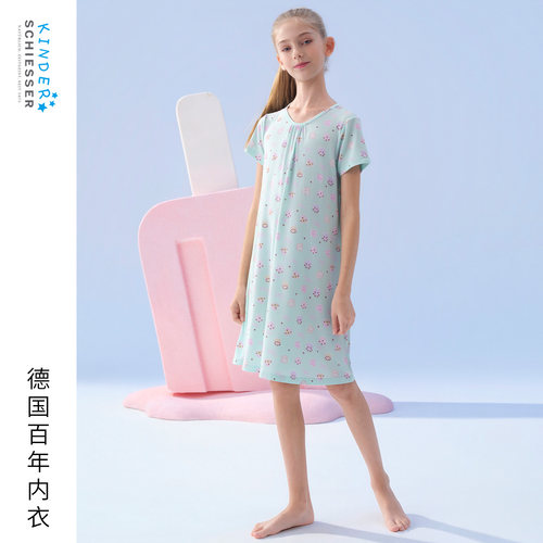 舒雅女童莫代尔连衣裙家居睡裙