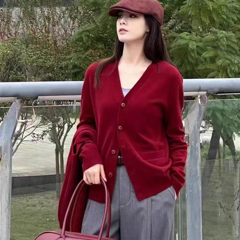 商场同款哥弟正2026春秋新款正品字母绵羊毛针织开衫外套女