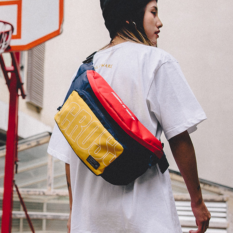 across街头潮流死飞包日韩运动多功能休闲包撞色胸包大容量斜挎背
