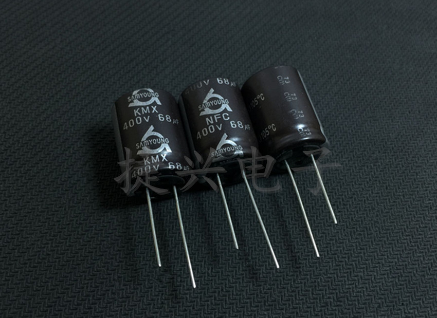 进口韩国三莹 高频低阻 电解电容 400V68UF 68UF400V 体积：18*25