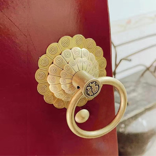 仿古大门门环黄铜圆环拉手中式全铜门把手福字拉环老式门环铜拉手