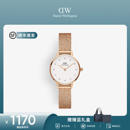 DW手表女 PETITE系列星辰流金手表水晶腕表麦穗表带石英手表送礼