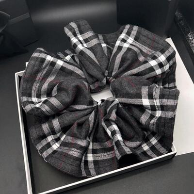 格纹发圈百搭简约复古