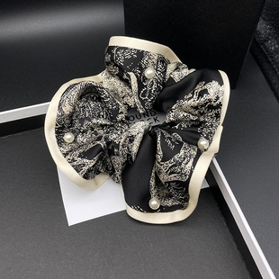 新中式水墨画缎面发饰女绑发头绳扎马尾皮筋大肠发圈头饰发绳头花