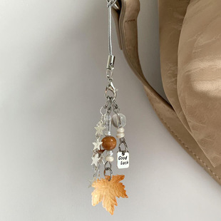 幸运枫叶ccd挂绳手作自制少女心手机链挂件挂饰背包包相机钥匙扣