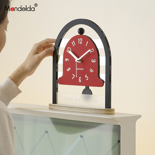 满得达客厅玄关装 创意时钟 饰摆件电视柜家居饰品钟表桌面摆放式