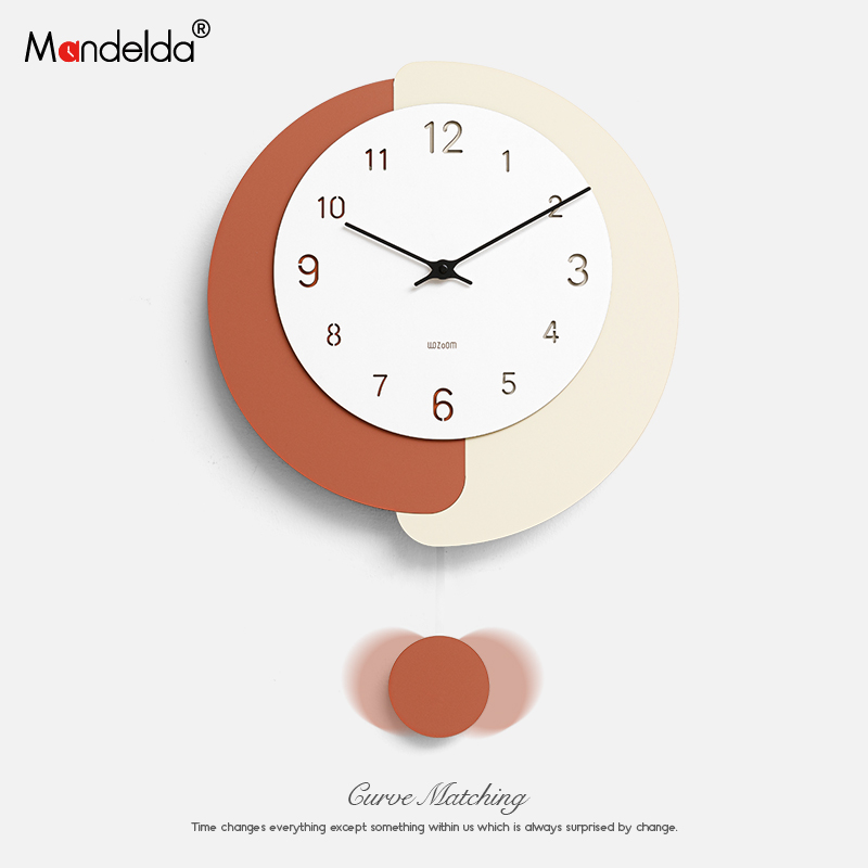 北欧时钟挂墙免打孔钟表挂钟客厅
