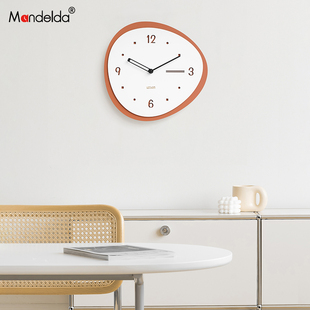 满得达免打孔钟表现代客厅家用简约时尚 挂钟高档大气时钟挂墙面