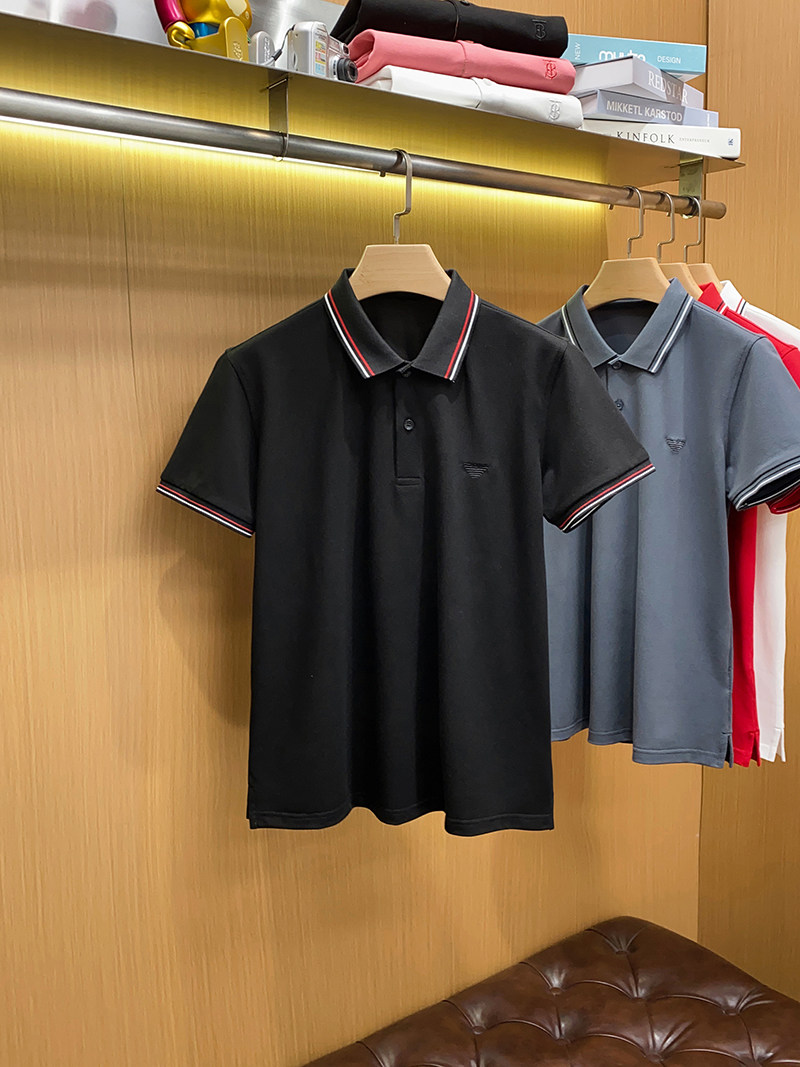 2024春夏珠地丝光棉翻领短袖T恤QT2031-6601-P100,男装Polo衫,钱塘6020-1