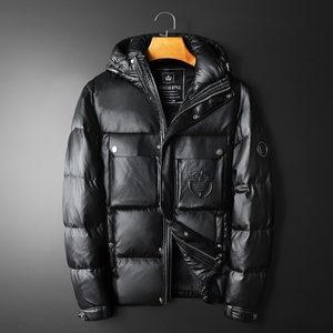 2024新款拼皮连帽羽绒服90白鸭绒 QT2031-1337-P440（控价570）图片