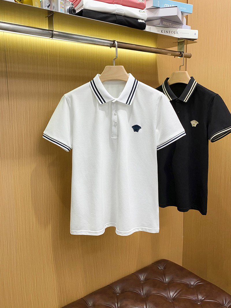 2024春夏珠地丝光棉翻领短袖T恤QT2031-6620-P100,男装Polo衫,钱塘6020-1