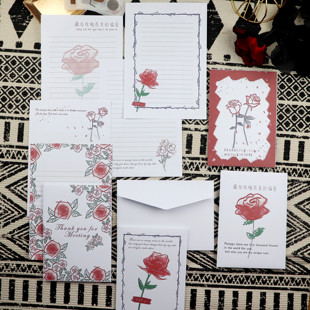 玫瑰花的偏爱信纸信封套装简约A5手写信笺浪漫情书六寸照片收纳袋