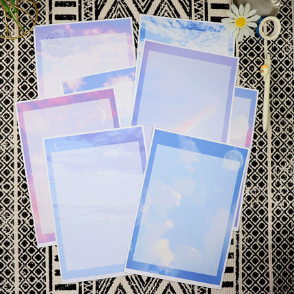 A4浪漫天空打印信纸空白文艺星空蓝色稿纸公司活动作文打印可定制