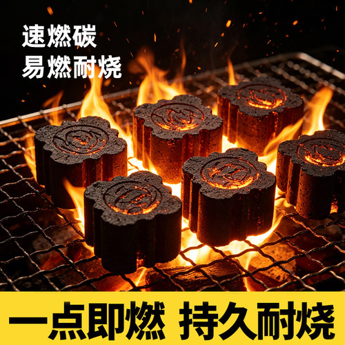 烧烤木炭烧烤碳炉家用木炭果木炭速燃无烟易燃烧烤专用方形助燃碳