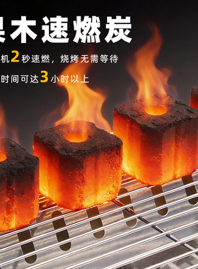 烧烤木炭烧烤碳炉家用木炭果木炭速燃无烟易燃烧烤专用方形助燃碳