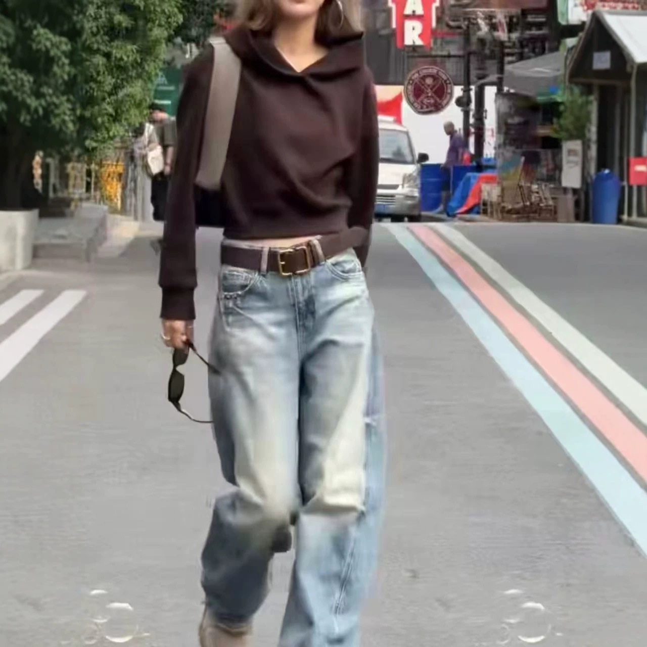 今年流行特惠241198大爱美依缘2026秋季新款连帽长袖卫衣高腰直筒