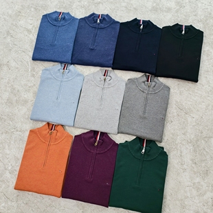 针织衫 半拉链立领纯棉线衫 毛衣多色商务休闲 风复古秋冬男士 美式